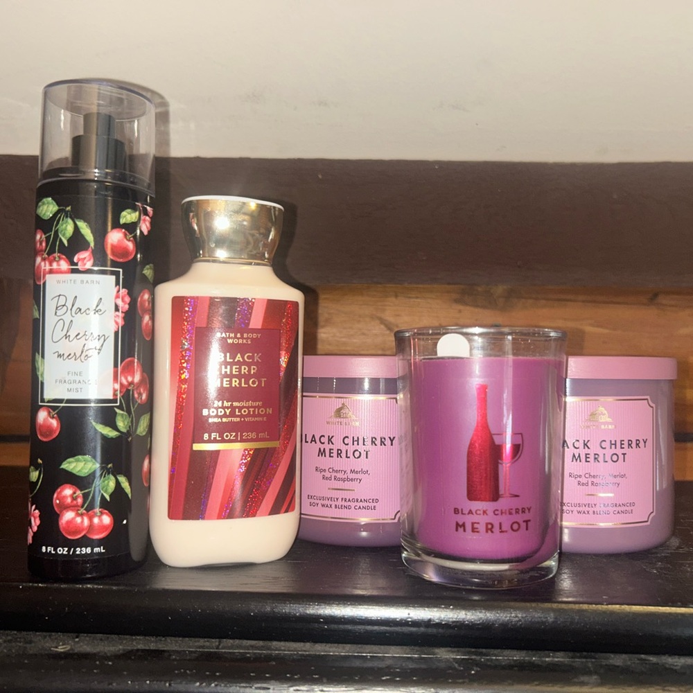Bath and Body Works Black Cherry Merlot Candle Bundle